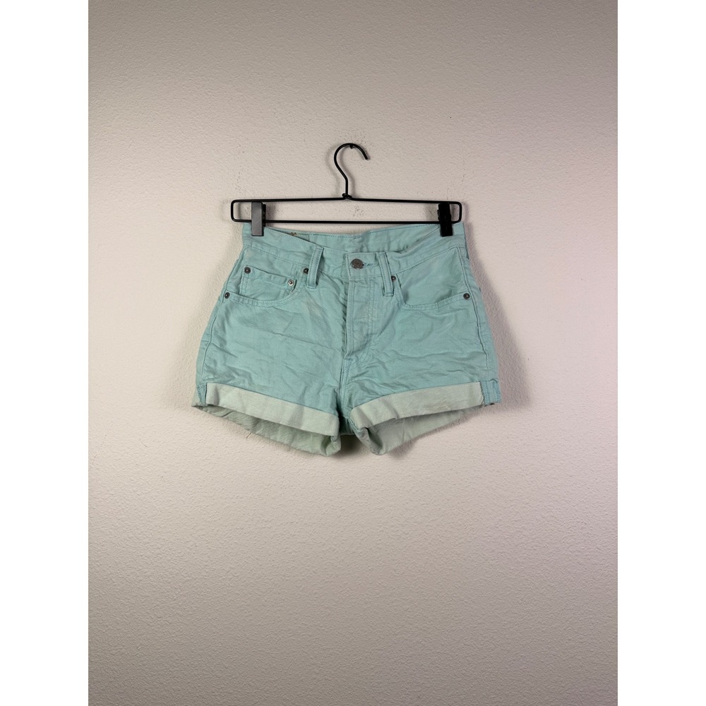 Levis 501 Shorts Womens 26 Mint Green Mid Rise Non Stretch Jean Denim Casual